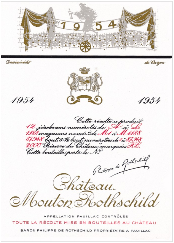 ムートンラベル 1954 ジャン・カルズー / Jean Carzou